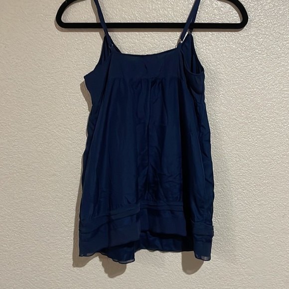 Vince 100% Silk Navy Camisole Tank Mesh Detail With pockets & adjustable straps - Picture 7 of 9